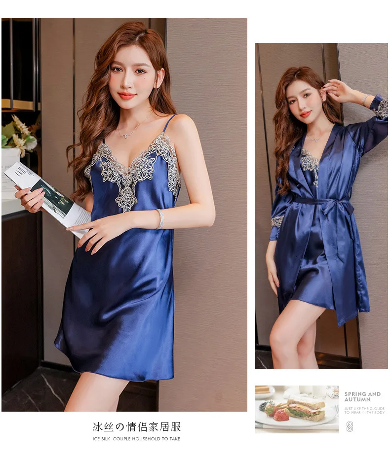 Conjunto de pijamas de verano para parejas, conjunto de bata de rayón bonito para mujer, pantalones cortos de satén para hombre, ropa de dormir, traje de pijama, ropa de casa, trajes para dormir