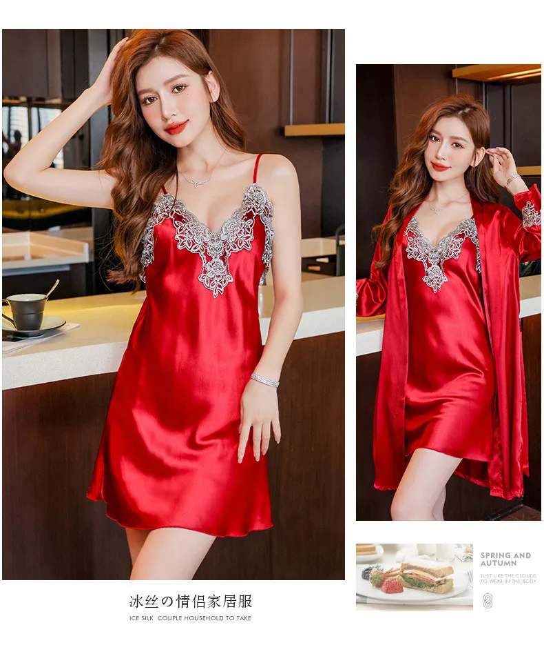 Conjunto de pijamas de verano para parejas, conjunto de bata de rayón bonito para mujer, pantalones cortos de satén para hombre, ropa de dormir, traje de pijama, ropa de casa, trajes para dormir