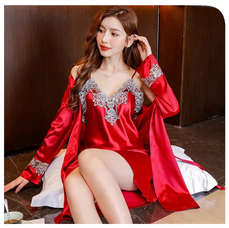 Conjunto de pijamas de verano para parejas, conjunto de bata de rayón bonito para mujer, pantalones cortos de satén para hombre, ropa de dormir, traje de pijama, ropa de casa, trajes para dormir