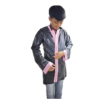 Bata de baño de látex unisex, de color negro con detalles rosas, de manga larga y abertura frontal. Bata de látex personalizada para hombre y mujer, ideal para usar en casa o para disfraces.
