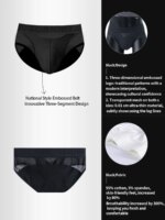 Ropa interior de algodón para hombre, con tejido de malla, detalles de parche, transpirable, cómoda, de alta elasticidad, con bolsillo grande, calzoncillos de diseño moderno. - Imagen 4