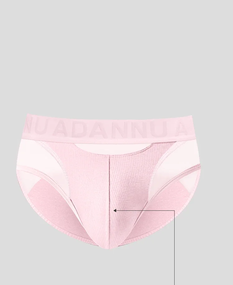 Ropa interior de algodón para hombre, con tejido de malla, detalles de parche, transpirable, cómoda, de alta elasticidad, con bolsillo grande, calzoncillos de diseño moderno.