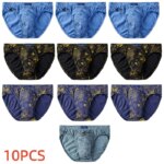 10 Calzoncillos de Hombre con Estampado de Dragón, 100% Algodón, Cómodos, Transpirables, de Talle Medio, Holgados, Tallas Grandes