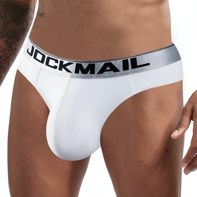 JOCKMAIL-ropa interior para hombre, calzoncillos 100% de algodón con cintura baja bordada, 3D, bolsa grande en la espalda, bragas sexys vacías, 2XL, Gay