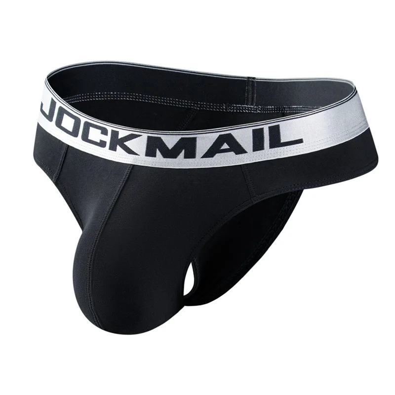 JOCKMAIL-ropa interior para hombre, calzoncillos 100% de algodón con cintura baja bordada, 3D, bolsa grande en la espalda, bragas sexys vacías, 2XL, Gay