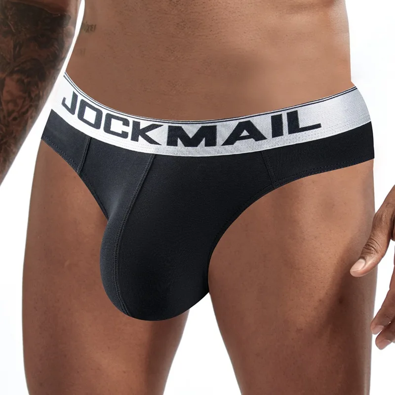 JOCKMAIL-ropa interior para hombre, calzoncillos 100% de algodón con cintura baja bordada, 3D, bolsa grande en la espalda, bragas sexys vacías, 2XL, Gay