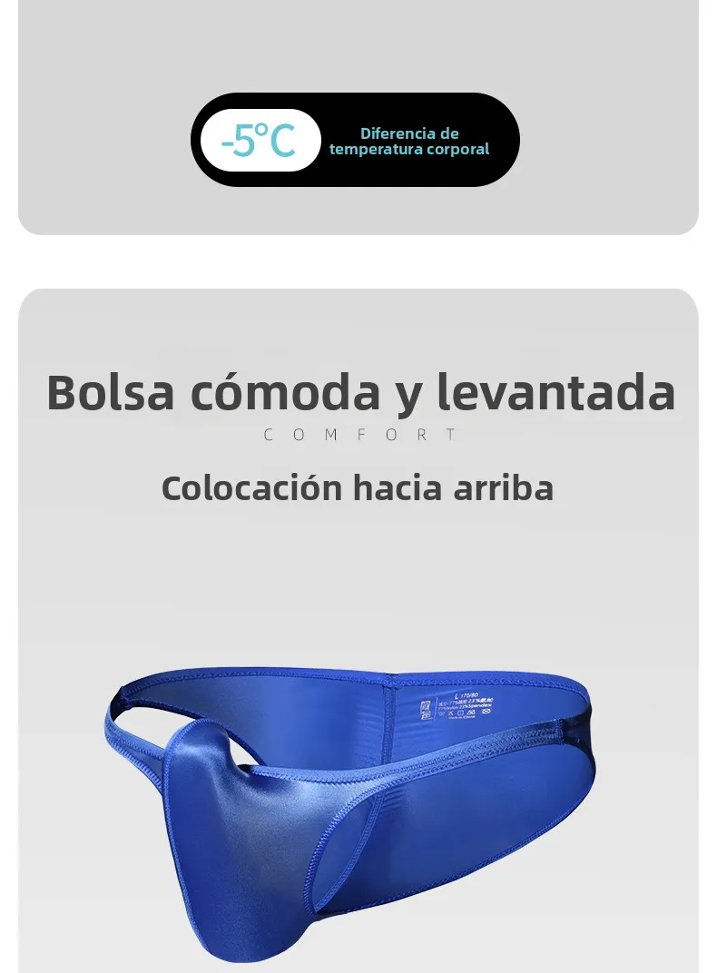Calzoncillos de Hombre de Cintura Baja, Estilo Deportivo, Ajustados, de Seda de Hielo y Satén, Sensuales y de Lujo, con Efect...