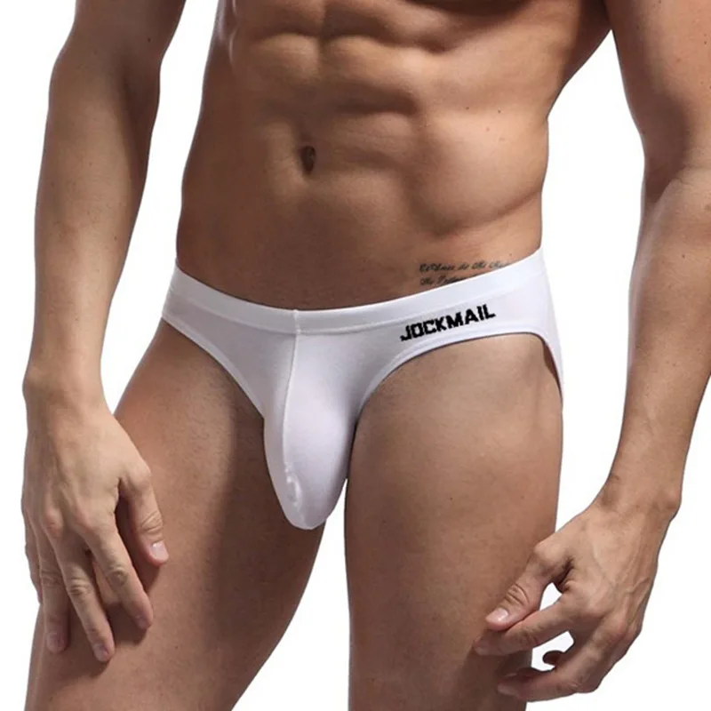 Jockmail Ropa Interior para Hombre Caliente calzoncillos de algodón bolsa grande Bikini bragas de elefante Sexy de cintura baja Ropa Interior Gay Simple
