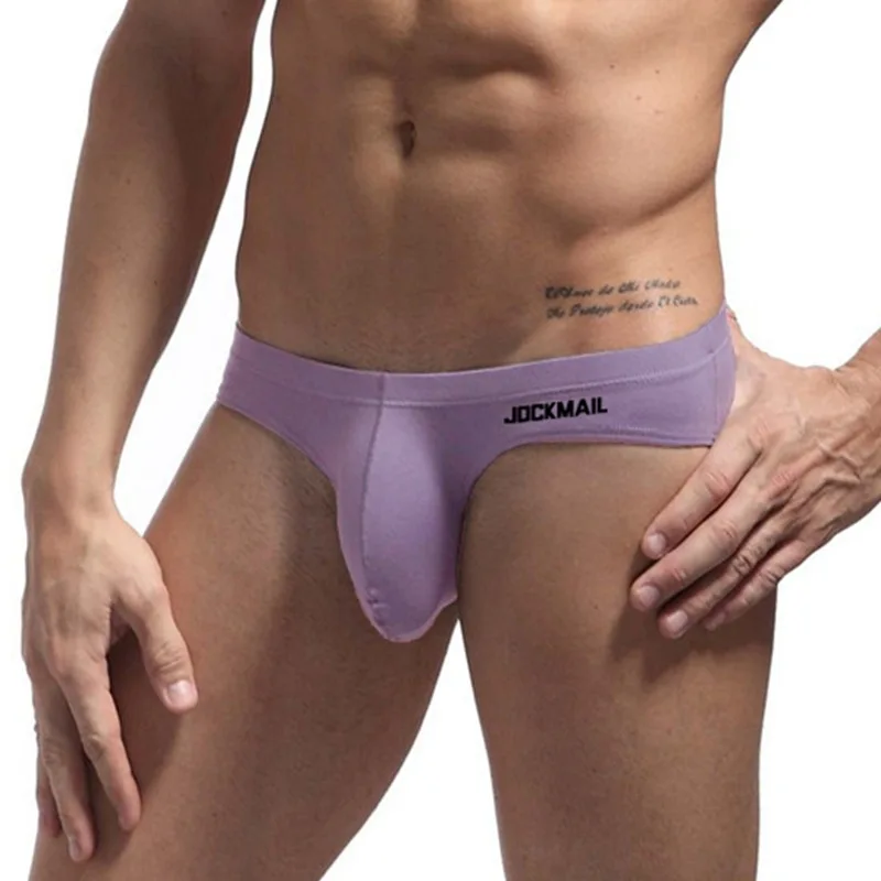 Jockmail Ropa Interior para Hombre Caliente calzoncillos de algodón bolsa grande Bikini bragas de elefante Sexy de cintura baja Ropa Interior Gay Simple