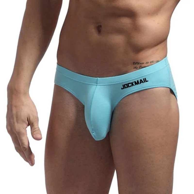 Jockmail Ropa Interior para Hombre Caliente calzoncillos de algodón bolsa grande Bikini bragas de elefante Sexy de cintura baja Ropa Interior Gay Simple