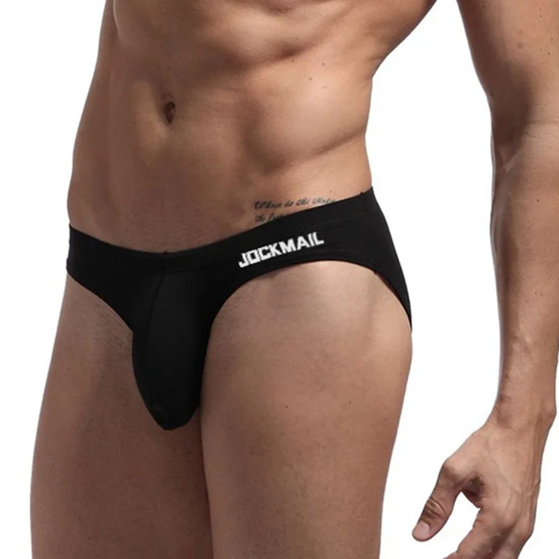 Jockmail Ropa Interior para Hombre Caliente calzoncillos de algodón bolsa grande Bikini bragas de elefante Sexy de cintura baja Ropa Interior Gay Simple
