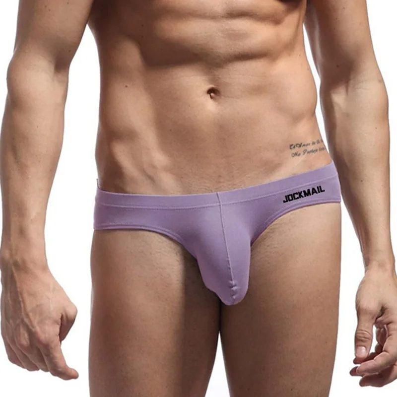 Jockmail Ropa Interior para Hombre Caliente calzoncillos de algodón bolsa grande Bikini bragas de elefante Sexy de cintura baja Ropa Interior Gay Simple
