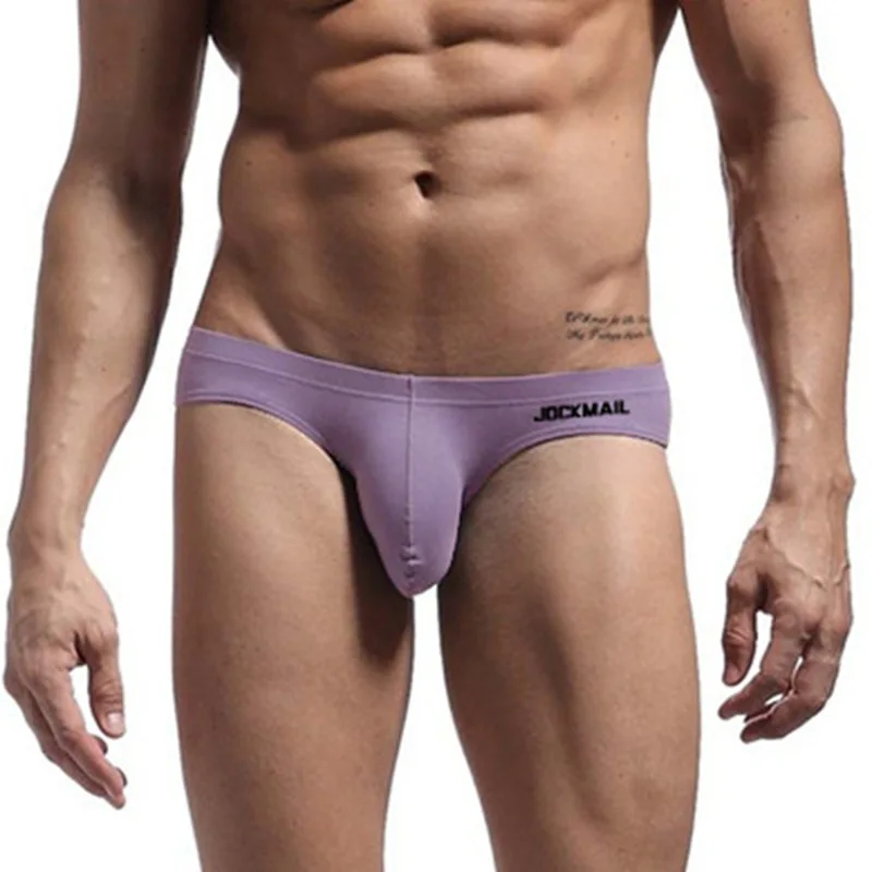 Jockmail Ropa Interior para Hombre Caliente calzoncillos de algodón bolsa grande Bikini bragas de elefante Sexy de cintura baja Ropa Interior Gay Simple