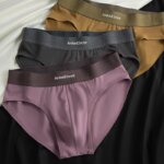 Calzoncillos de algodón para hombre, 3 uds., sin cierre, cintura media, bolsa convexa en U, calzoncillos triangulares, color sólido, ropa interior transpirable para verano, ropa interior diaria para hombre - Imagen 6