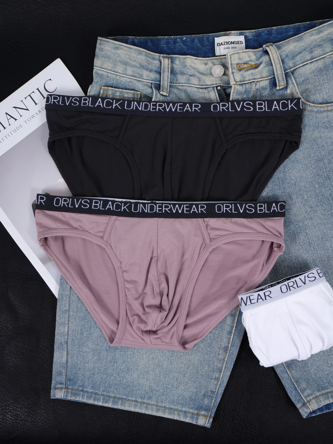 3PCS Calzoncillos ORLVS Triangle para hombre, ropa interior de algodón elástica, suave y transpirable, de talle bajo