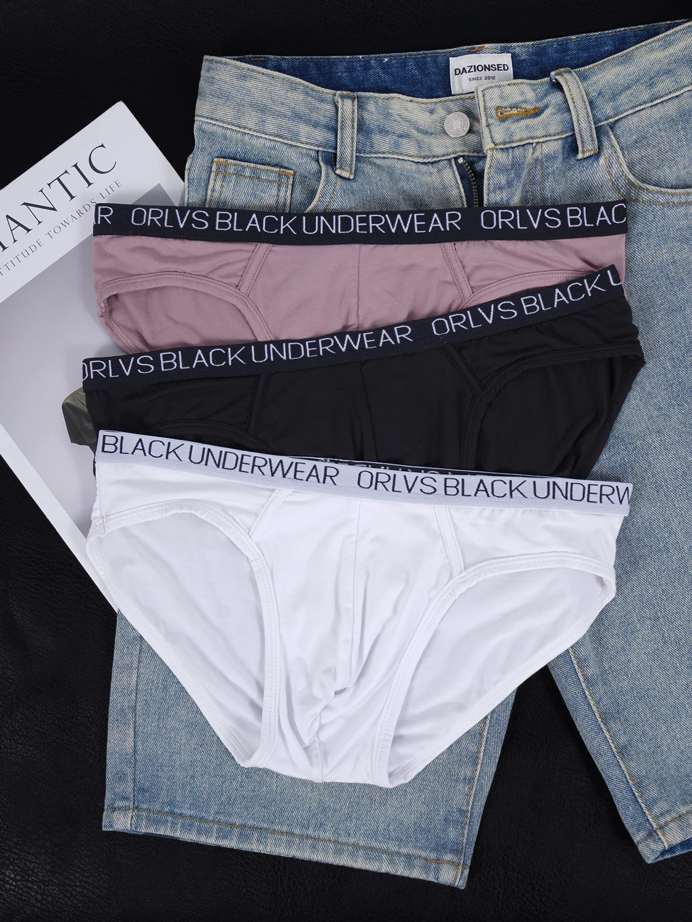 3PCS Calzoncillos ORLVS Triangle para hombre, ropa interior de algodón elástica, suave y transpirable, de talle bajo