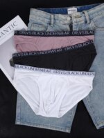 3PCS Calzoncillos ORLVS Triangle para hombre, ropa interior de algodón elástica, suave y transpirable, de talle bajo