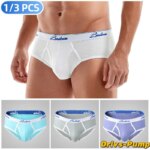 1/3 Uds nueva ropa interior para hombres hilo de cintura media algodón transpirable Color sólido ropa interior juvenil pantalones triangulares para hombres