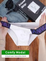 1PCS Calzoncillos Triangulares Modales ADANNU para Hombre con Cintura con Letras, Ropa Interior Suave y Transpirable - Imagen 3
