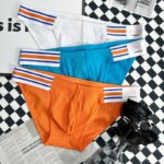 1/2/3/4 Uds. Ropa interior breve para hombre, pantalones triangulares de horquilla alta con escote en V grande, diseño de banda elástica a rayas para calzoncillos de hombre - Imagen 5