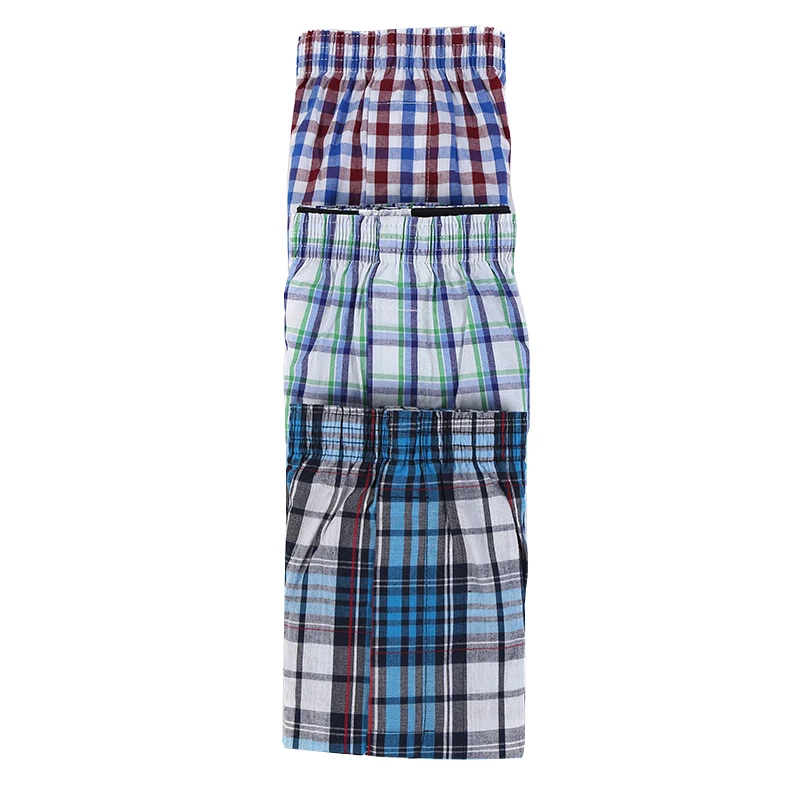 Lote de 3/5/7 Calzoncillos Boxer a Cuadros para Hombre, Ropa Interior Informal con Cintura Elástica y Botones, Calzoncillos Boxer Tejidos para el Hogar