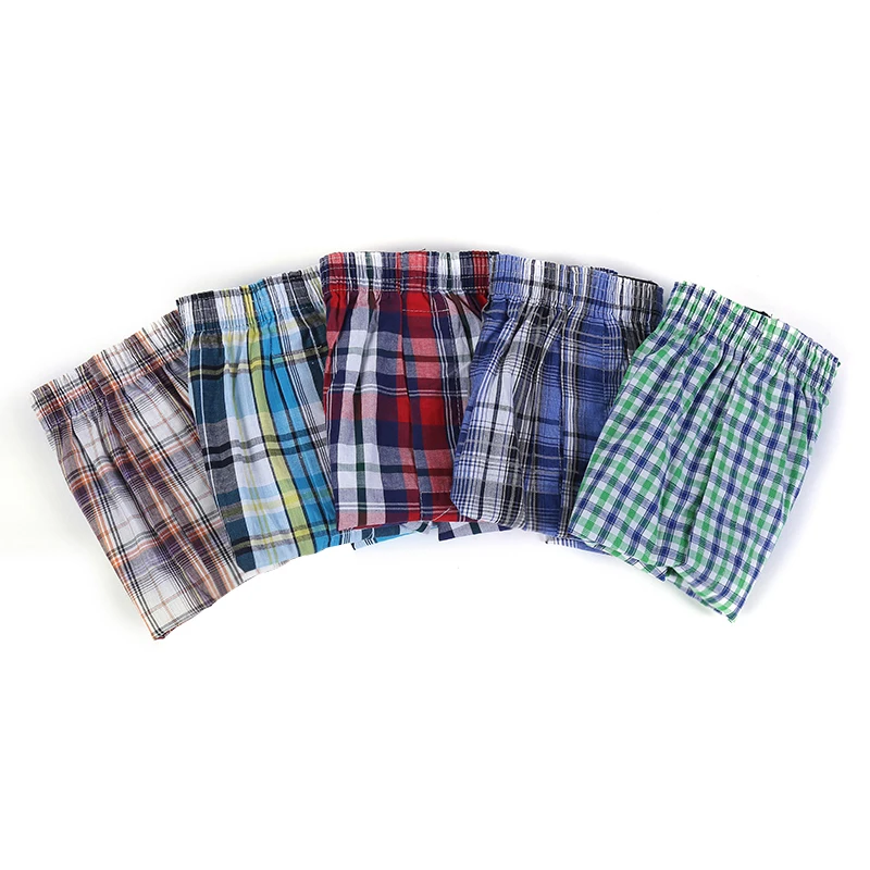 Lote de 3/5/7 Calzoncillos Boxer a Cuadros para Hombre, Ropa Interior Informal con Cintura Elástica y Botones, Calzoncillos Boxer Tejidos para el Hogar