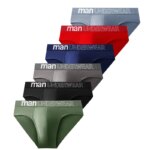 Paquete de 4 Calzoncillos Sexys para Hombre, Ropa Interior Moderna para Estudiantes, Calzoncillos Transpirables y Elásticos de Talla Grande con Estampado de Letras en la Cintura