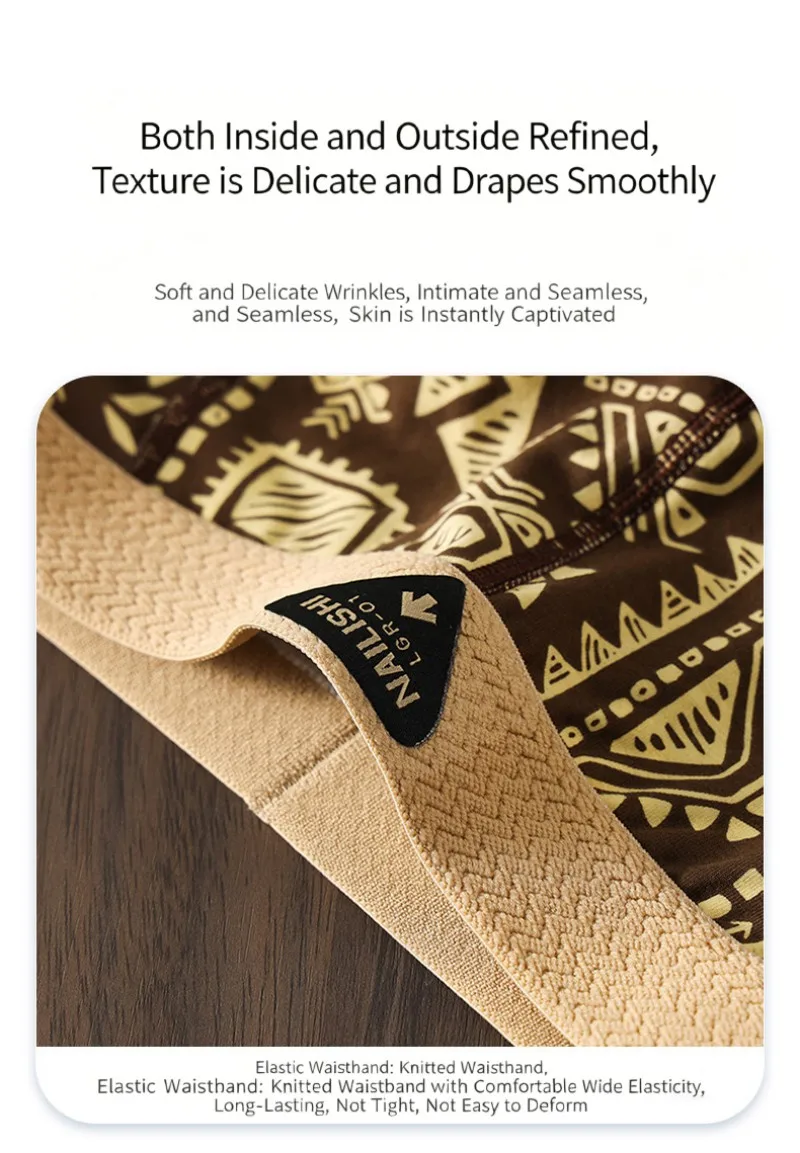 Paquete de 3 Calzoncillos de Algodón para Hombre, Estilo Étnico Retro, Ropa Interior con Estampado, Suaves, Transpirables, de Cintura Media, Cómodos y Elásticos para Uso Diario