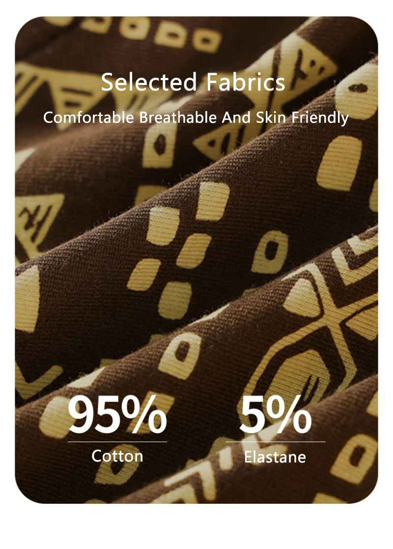 Paquete de 3 Calzoncillos de Algodón para Hombre, Estilo Étnico Retro, Ropa Interior con Estampado, Suaves, Transpirables, de Cintura Media, Cómodos y Elásticos para Uso Diario