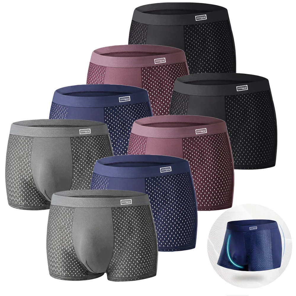 8 unidades de ropa interior masculina de fibra de bambú, calzoncillos de malla transpirable para hombre, diseño en forma de U, ropa interior masculina para uso diario, tacto suave, calzoncillos para hombre.