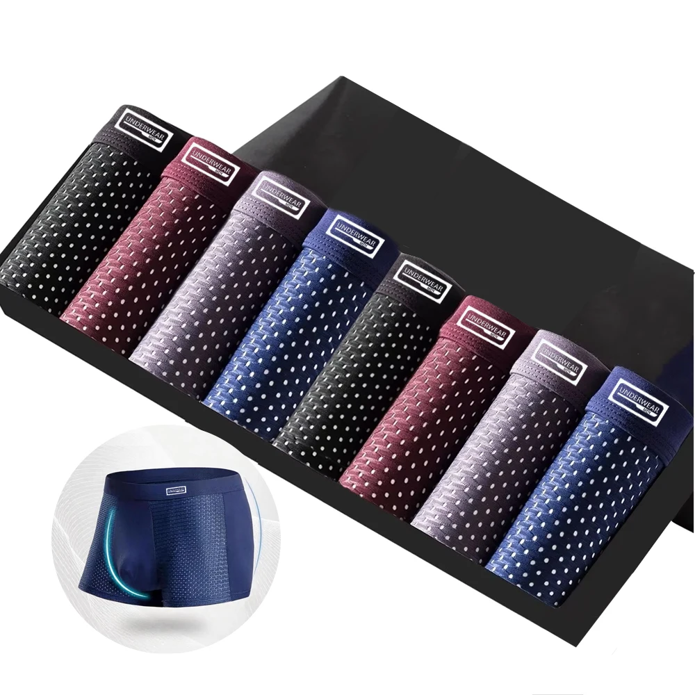 8 unidades de ropa interior masculina de fibra de bambú, calzoncillos de malla transpirable para hombre, diseño en forma de U, ropa interior masculina para uso diario, tacto suave, calzoncillos para hombre.