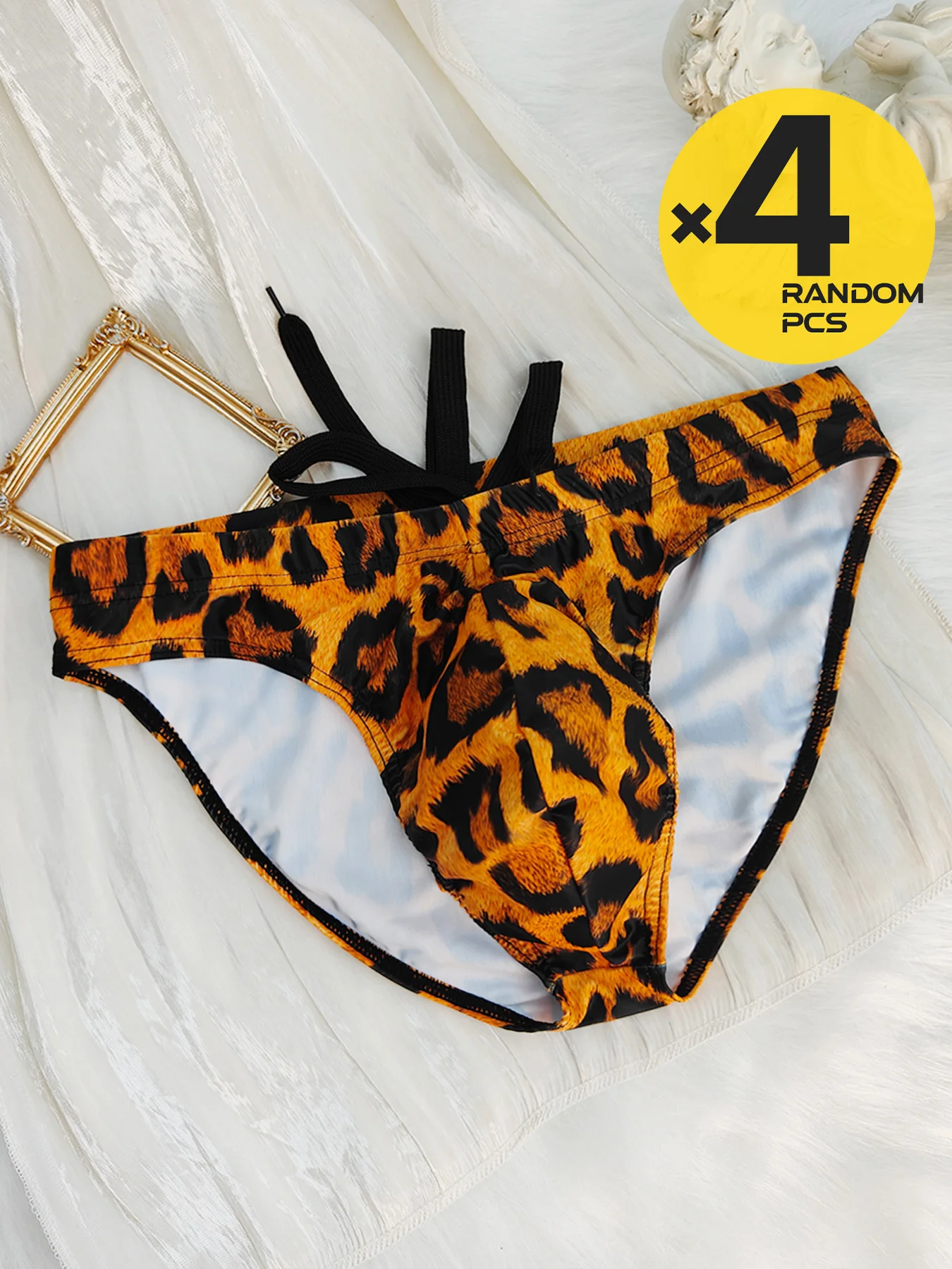 Calzoncillos de baño para hombre, traje de baño sexy, bikini con estampado de leopardo, ropa de playa, pantalones cortos para fiestas en la piscina, para tomar el sol, ropa interior, slip para hombre, 2/3/4 piezas, tallas S-XXL.