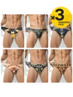 Calzoncillos de baño para hombre, traje de baño sexy, bikini con estampado de leopardo, ropa de playa, pantalones cortos para fiestas en la piscina, para tomar el sol, ropa interior, slip para hombre, 2/3/4 piezas, tallas S-XXL. - Imagen 2