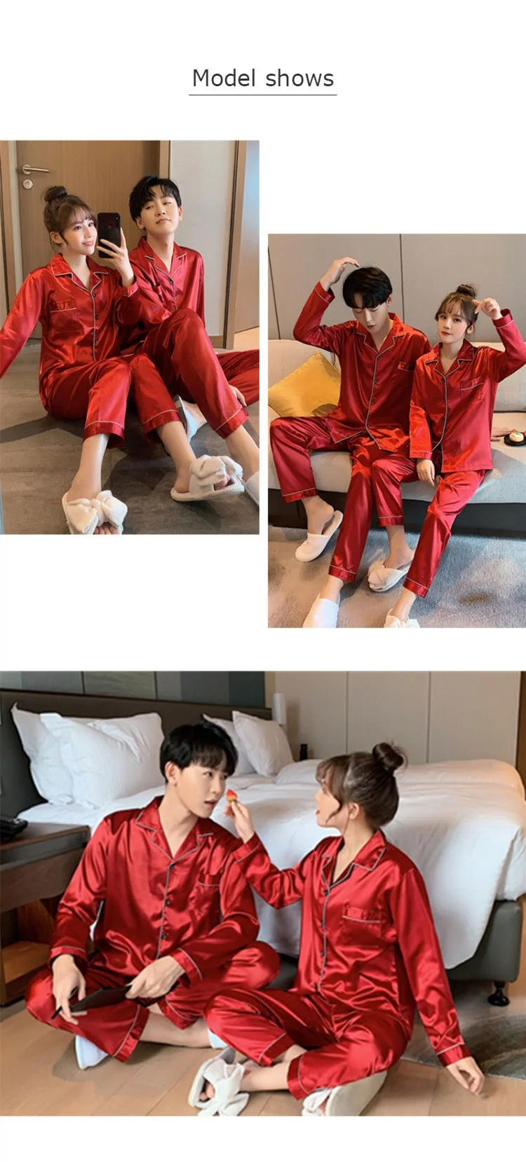 Ropa de dormir de Color sólido, pijamas de satén de seda, conjunto para parejas, Pijama largo con botones, Pijama, ropa de descanso para hombres y mujeres, conjunto Pj de talla grande