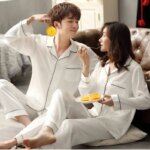 Ropa de dormir de Color sólido, pijamas de satén de seda, conjunto para parejas, Pijama largo con botones, Pijama, ropa de descanso para hombres y mujeres, conjunto Pj de talla grande - Imagen 4