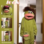 Pijama de una pieza con diseño de monstruo de boca grande, lindo y divertido, de forro polar grueso, ropa de casa para parejas, hombres y mujeres, pijama de dibujos animados para otoño e invierno. - Imagen 2