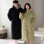 Conjunto de pijamas con capucha para pareja de invierno, pijamas gruesos y cálidos de algodón con Clip de 3 capas, ropa informal suave para el hogar para hombres y mujeres