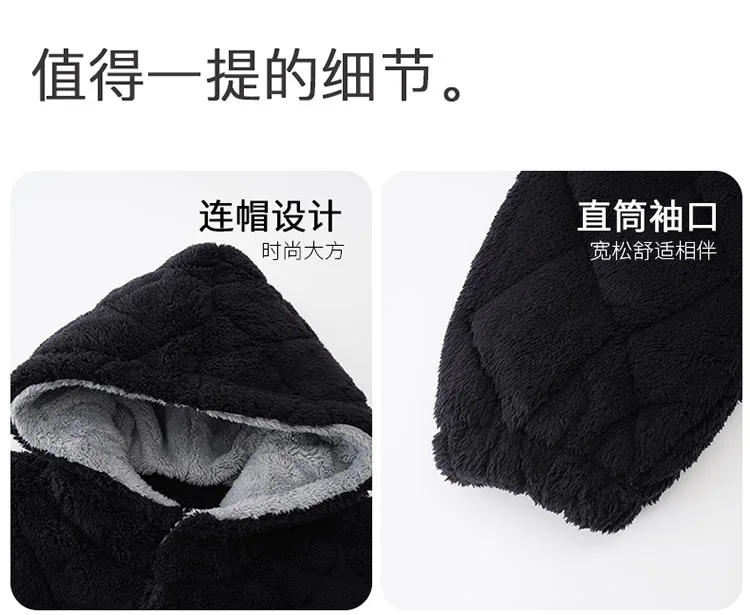 Conjunto de pijamas con capucha para pareja de invierno, pijamas gruesos y cálidos de algodón con Clip de 3 capas, ropa informal suave para el hogar para hombres y mujeres