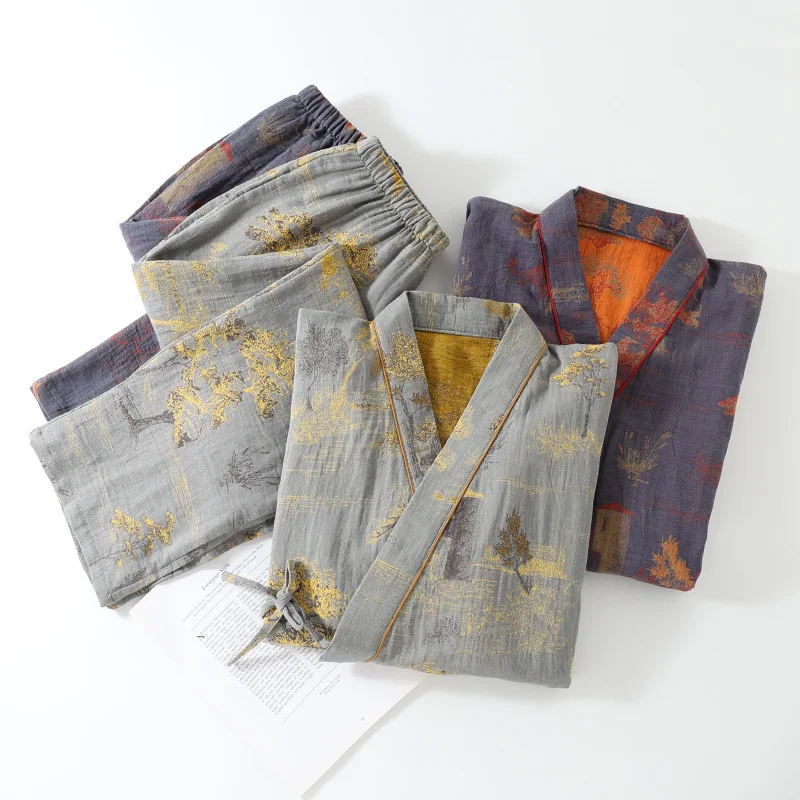 Conjunto de ropa de dormir de 2 piezas para hombre de manga larga