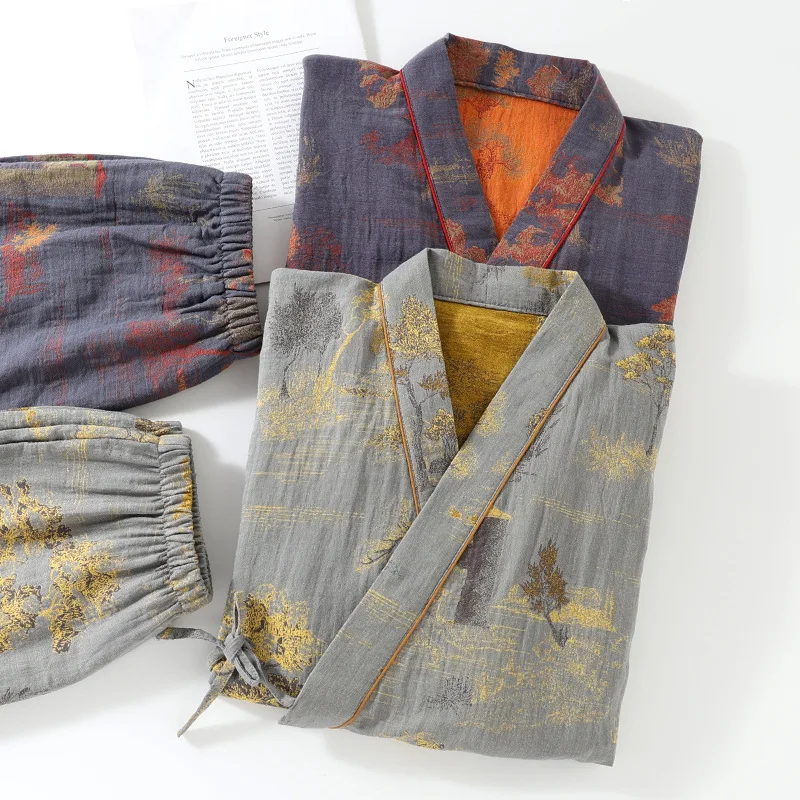 Conjunto de ropa de dormir de 2 piezas para hombre de manga larga