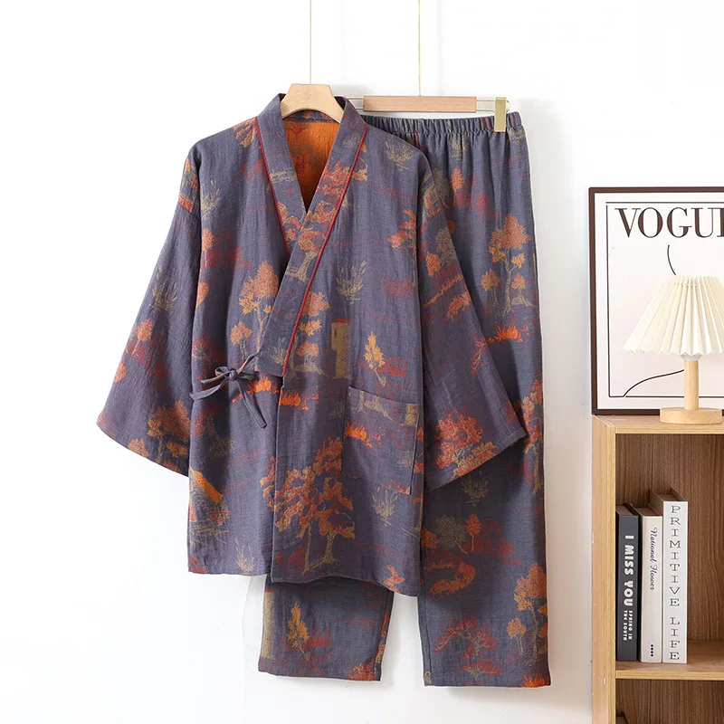 Conjunto de ropa de dormir de 2 piezas para hombre de manga larga