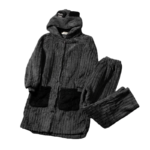 Bata con capucha de forro polar coral ueso para parejas, conjunto de pijamas casus de invierno, bata de baño de manga la...