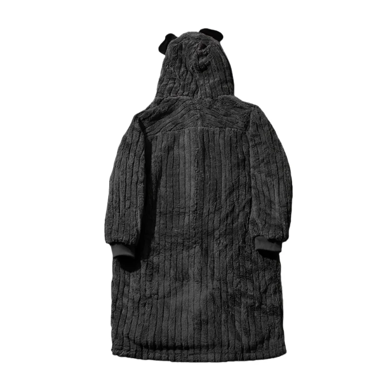 Bata con capucha de forro polar coral ueso para parejas, conjunto de pijamas casus de invierno, bata de baño de manga la...