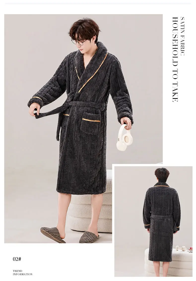 Bata para hombre de franela y de manga larga