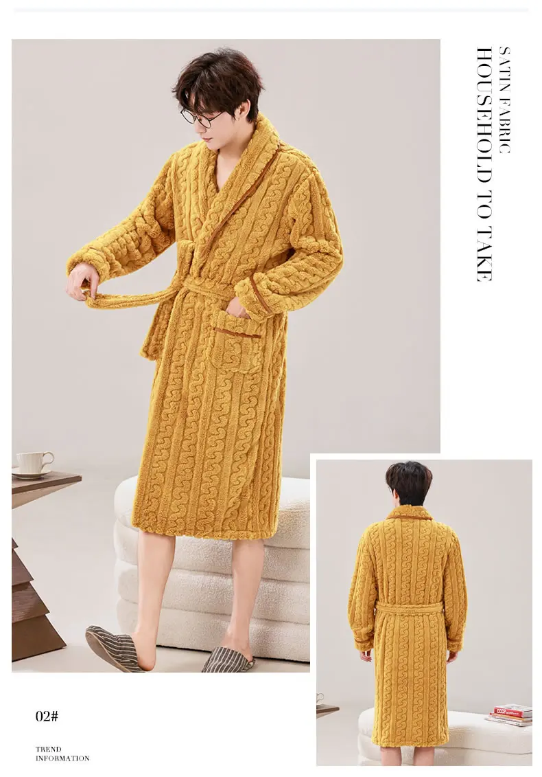 Bata para hombre de franela y de manga larga