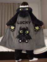 Pijamas de Forro Polar Coral para Hombre, Ropa de Casa Gruesa, Bata de Baño Cálida de Invierno, Diseño Juvenil de Dibujos Ani... - Imagen 4