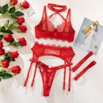 Conjunto de lencería para mujer con encaje y cinturón - Imagen 5