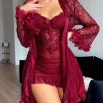 Nuevo Conjunto de Camisola y Falda de Encaje para Mujer, Ropa de Dormir de Fibra de Poliéster, Temporada Otoño, Producción Ch... - Imagen 2