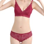 Conjunto de sujetador y bragas de encaje floral para mujer, lencería sexy, sujetador sin aros, bragas de tiro bajo, conjunto de ropa interior, talla única. - Imagen 2
