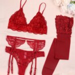 Varsbaby Conjuntos de sujetador de encaje para mujer Sujetador sin relleno Panty Medias de liga Ropa interior de verano Lencería sexy